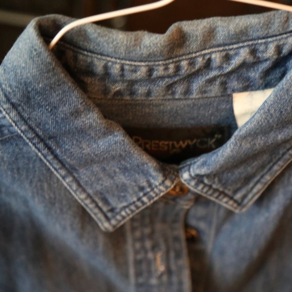 Vintage Denim Button-Down Shirt with Silver Buttons - Picture 2 of 3